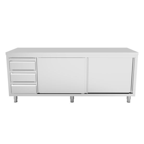 WORK TABLE - BLOCK DRAWERS - SLIDING DOOR - WTS-1407085-R
