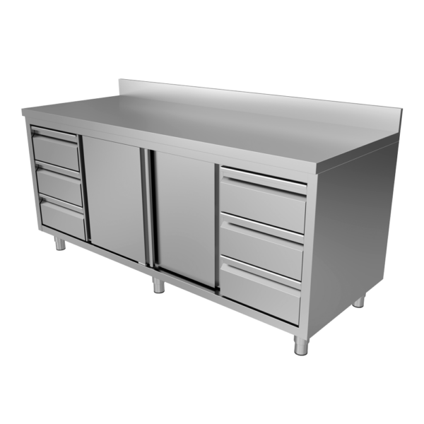 WORK TABLE - BLOCK DRAWERS - SLIDING DOOR - WTS-200708S-SL